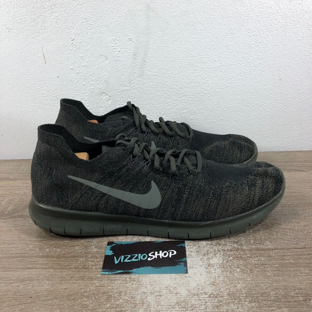 Nike Free RN Flyknit Black Anthracite Running Shoes Men 13 880843-010